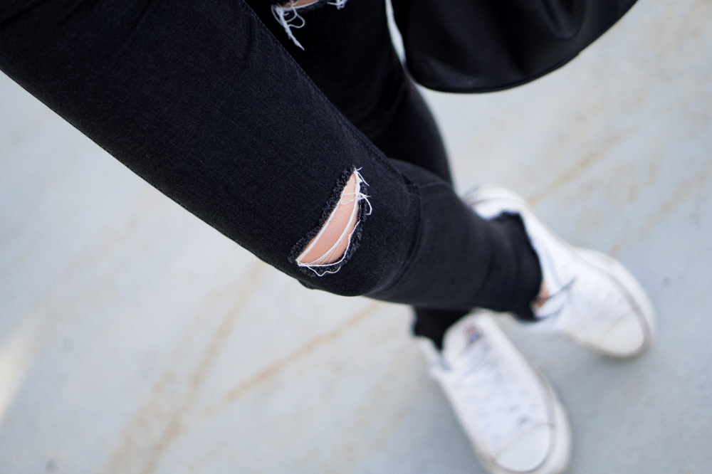 dziurawe spodnie ripped jeans shein sheinside