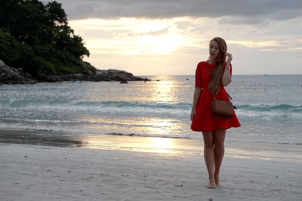 stylizacja z czerwoną sukienką phuket sheinside